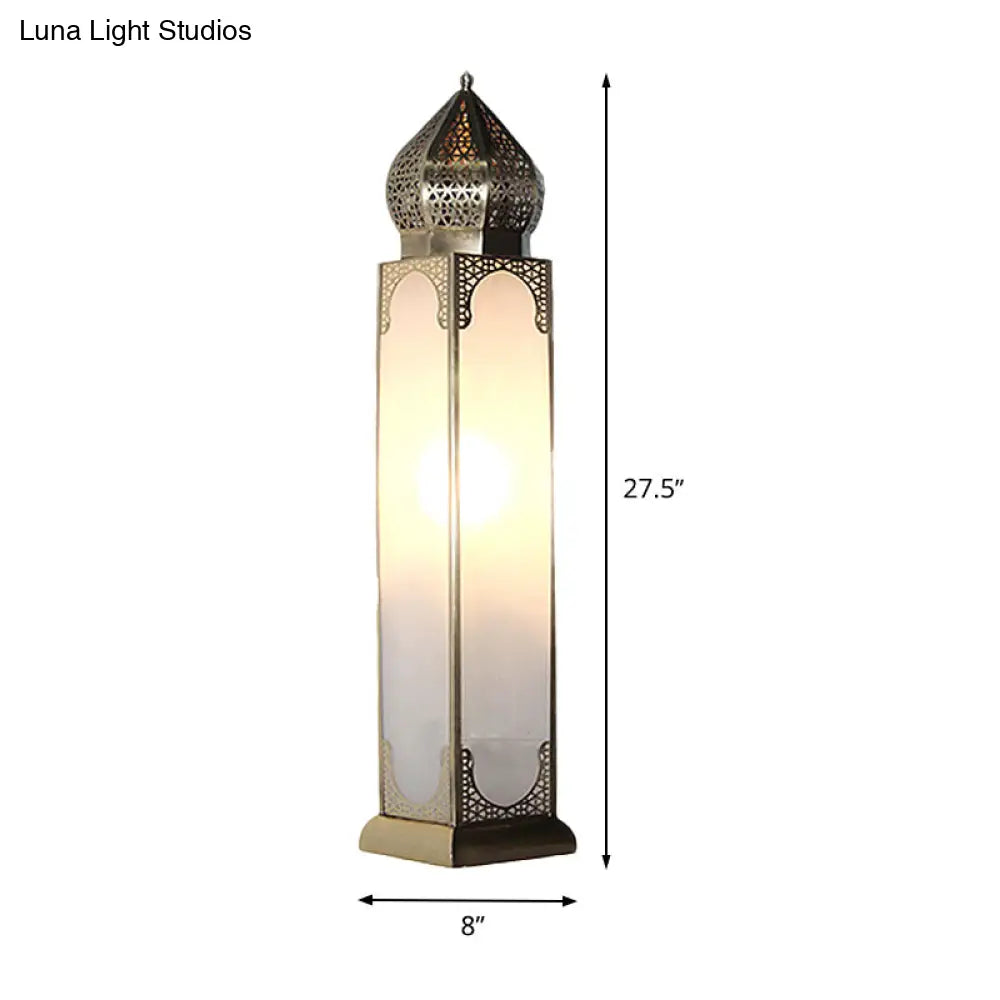 Antiqued Brass Table Lamp With White Glass Shade Perfect For Living Room Desk Or Nightstand