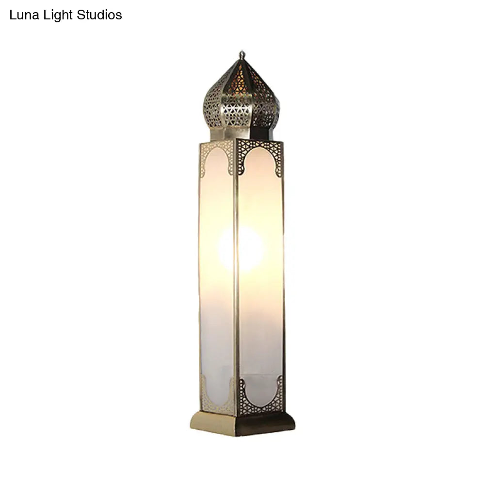 Antiqued Brass Table Lamp With White Glass Shade Perfect For Living Room Desk Or Nightstand