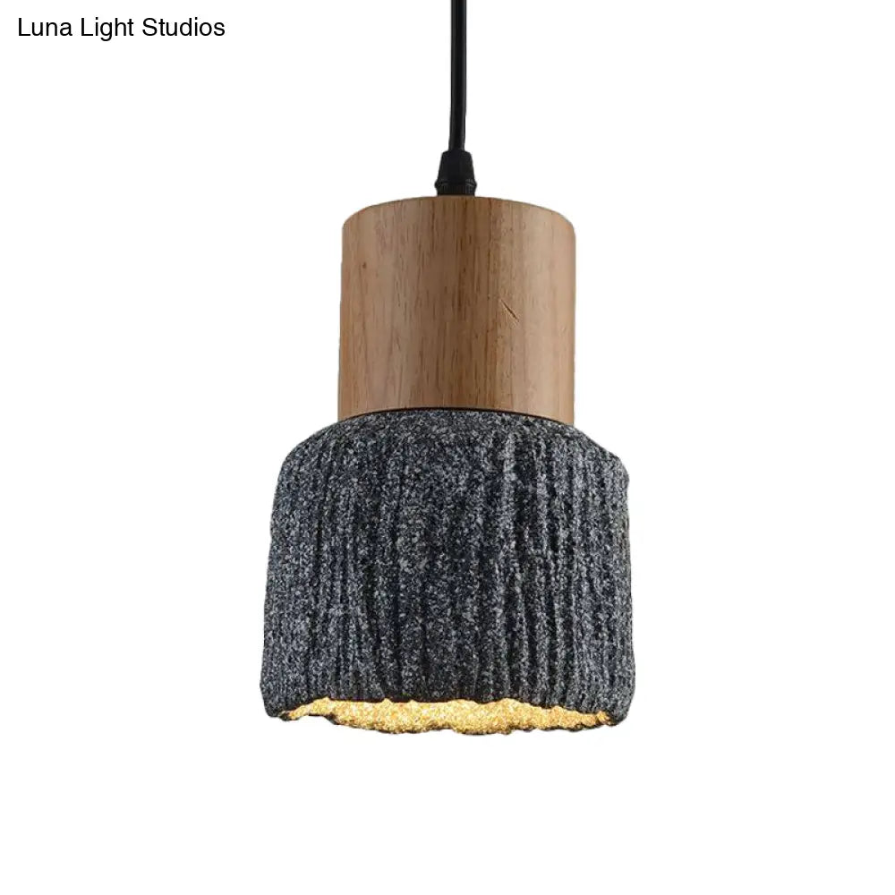 Antiqued Cup-Shape Ceiling Light: Cement Hanging Pendant Lamp (1 Head) - Silver/Black/Bronze With