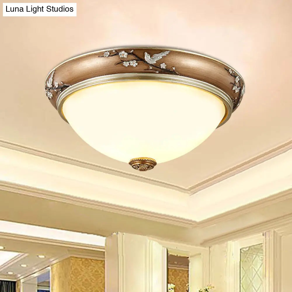 Antiqued Dome Crystal Flush Mount Ceiling Lights - Wide 2/3-Head Lighting Fixture In Brown 11/15/19