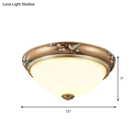 Antiqued Dome Crystal Flush Mount Ceiling Lights - Wide 2/3 - Head Lighting Fixture In Brown
