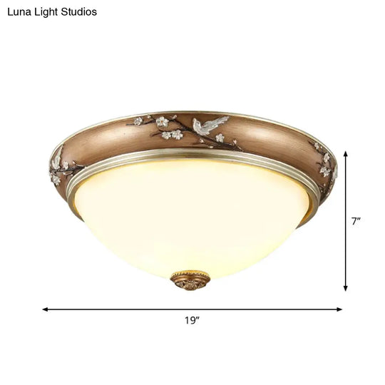 Antiqued Dome Crystal Flush Mount Ceiling Lights - Wide 2/3-Head Lighting Fixture In Brown 11/15/19