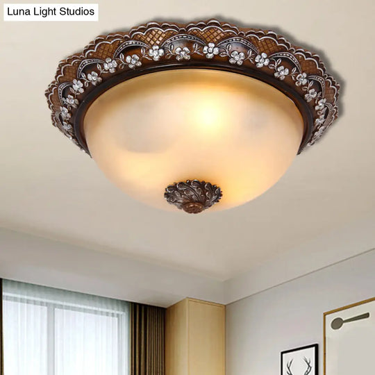 Antiqued Dome Flushmount Ceiling Light - Brown 2/3 Lights / 13