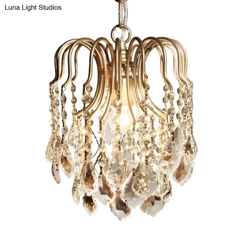 Antiqued Gold Crystal Pendant Light With Countryside Charm