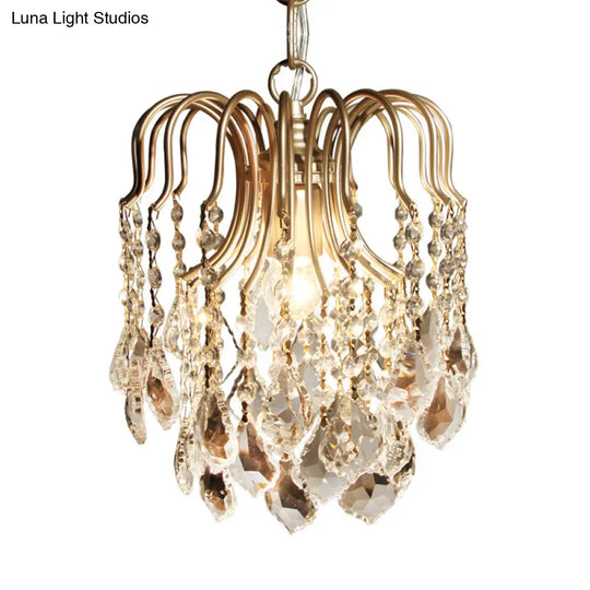 Antiqued Gold Crystal Pendant Light With Countryside Charm