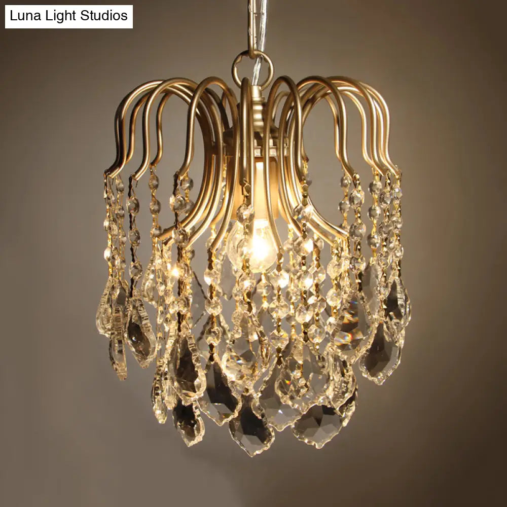 Antiqued Gold Crystal Pendant Light With Countryside Charm