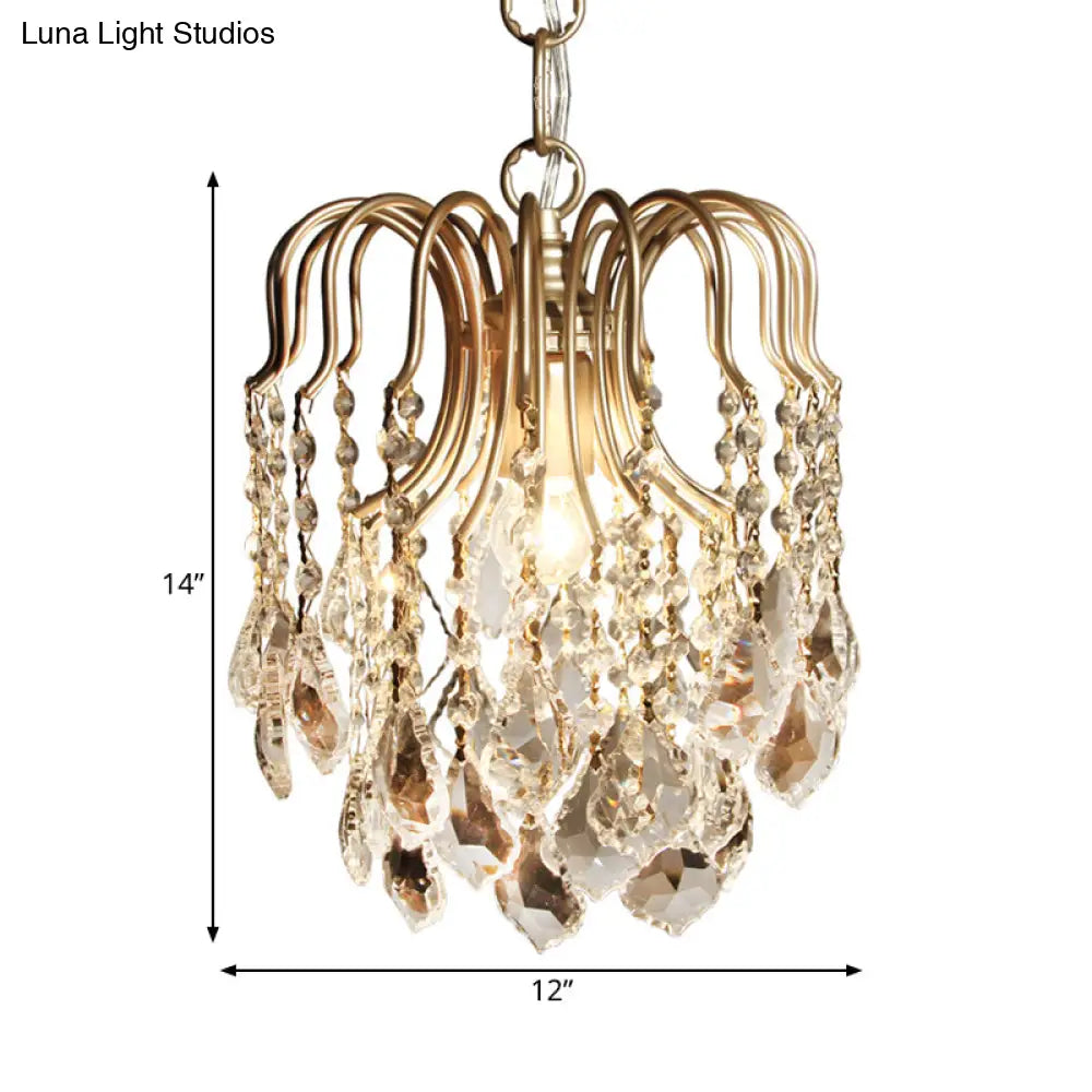 Antiqued Gold Crystal Pendant Light With Countryside Charm