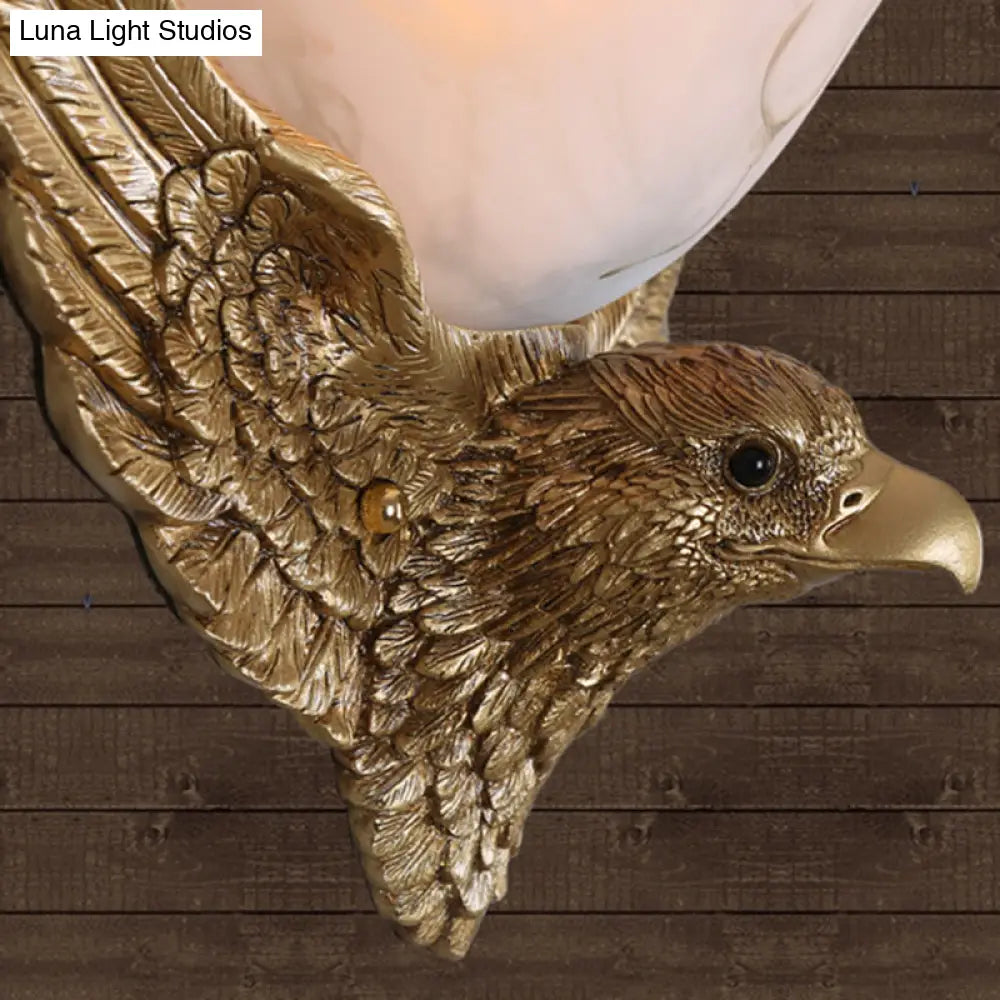 Antiqued Gold Eagle Wall Sconce - 1-Light Flush Mount Light