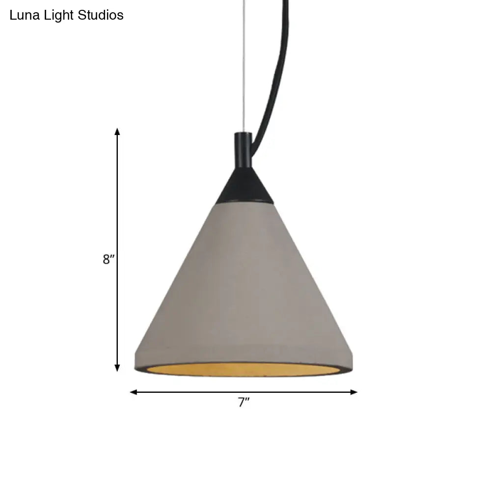 Antiqued Hanging Lamp With Grey Cone Shade For Restaurants - 1 Bulb Ceiling Pendant Light