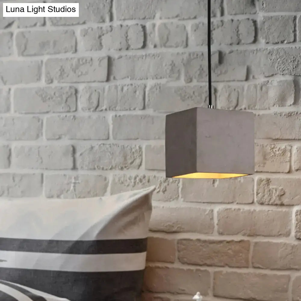 Antiqued Grey Cement Cube Pendant Light For Corridor