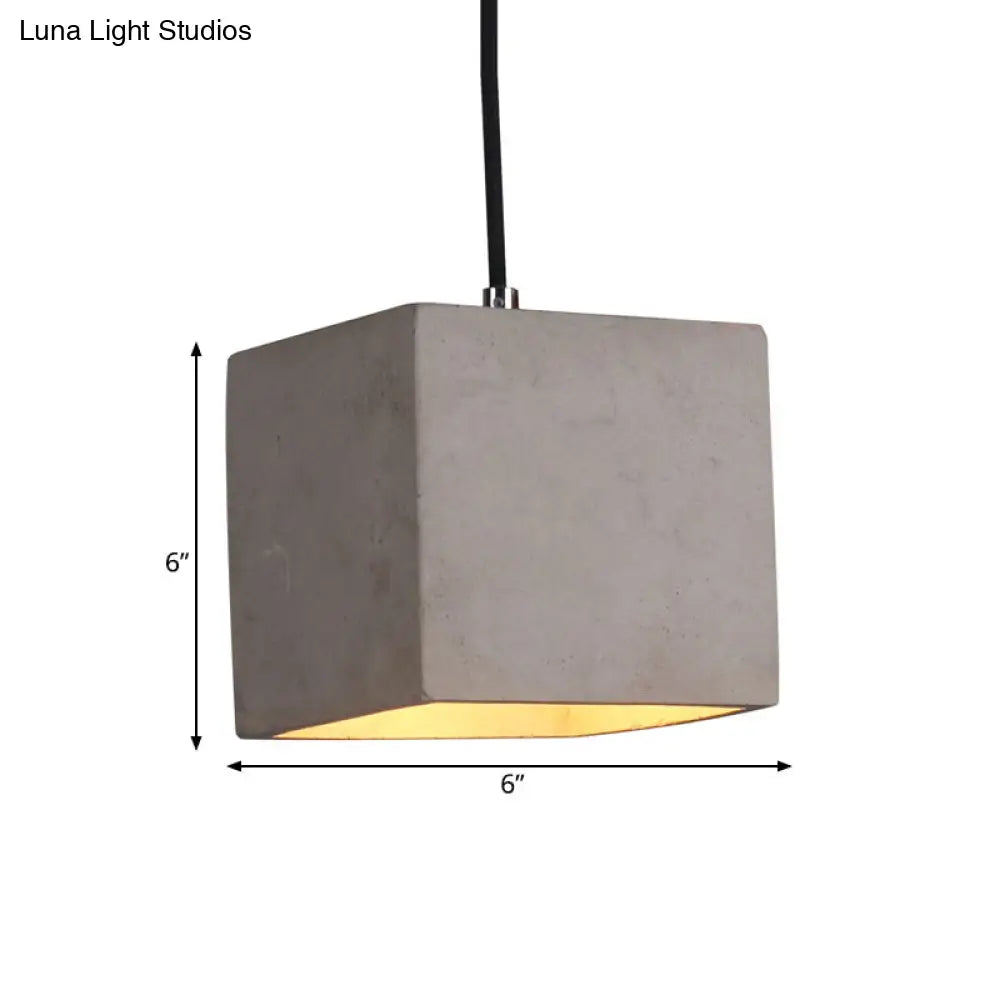 Antiqued Grey Cement Cube Pendant Light For Corridor