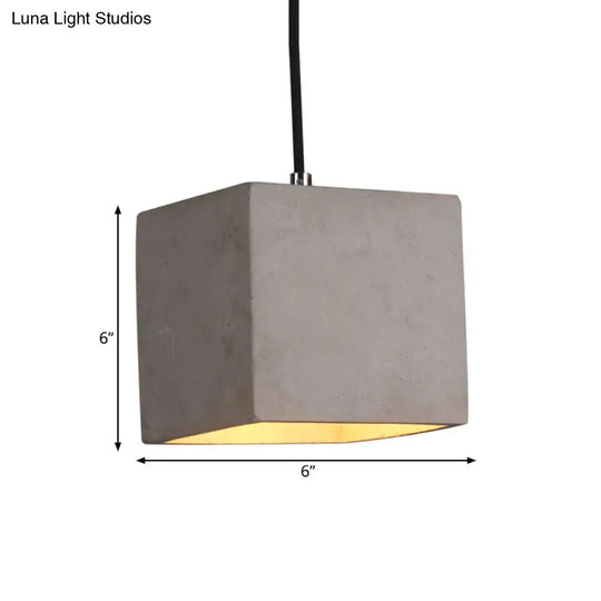 Antiqued Grey Cement Cube Pendant Light For Corridor