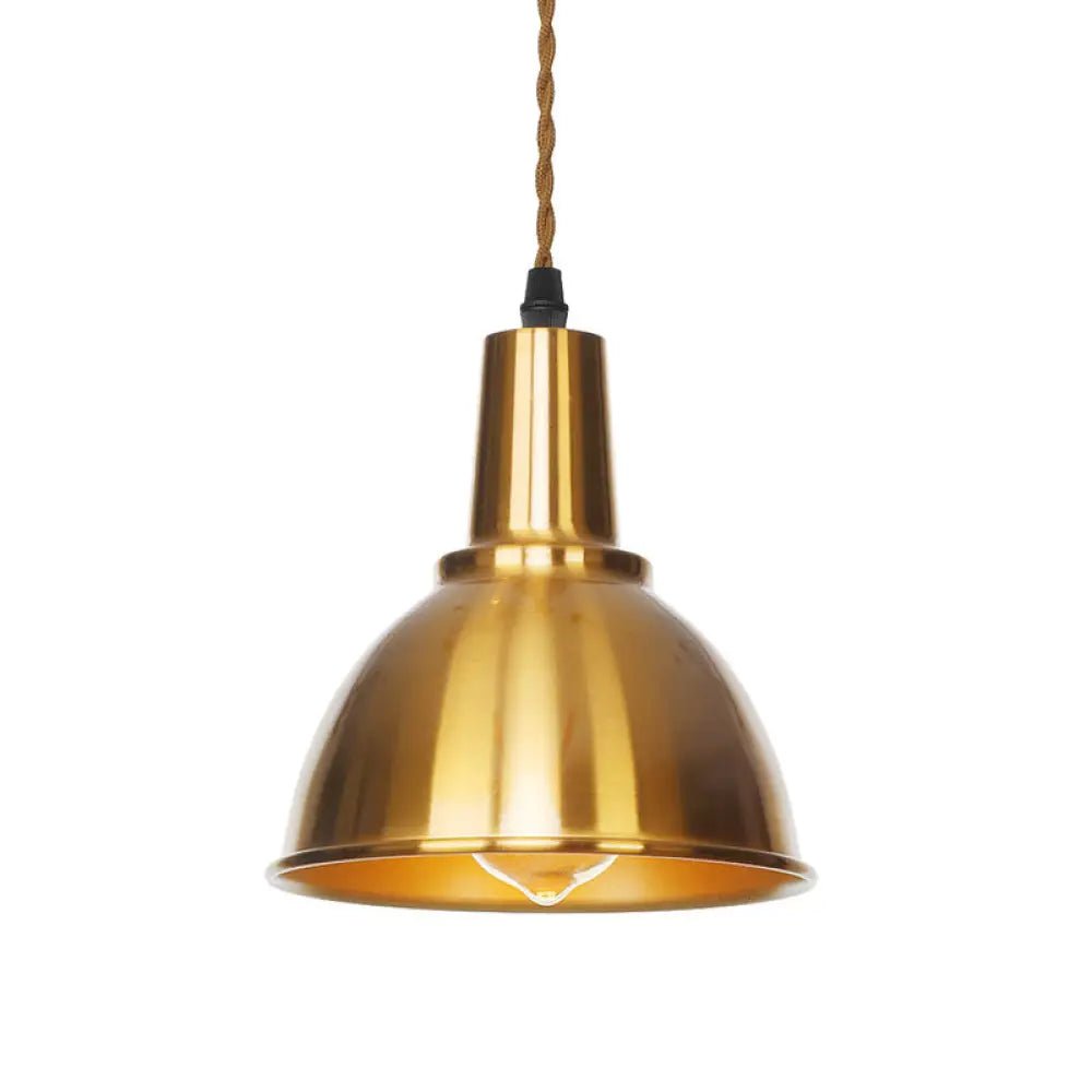 Antiqued Iron Bronze Ceiling Pendant Light - Disc/Dome/Cone Design Single-Bulb Ideal For Dining