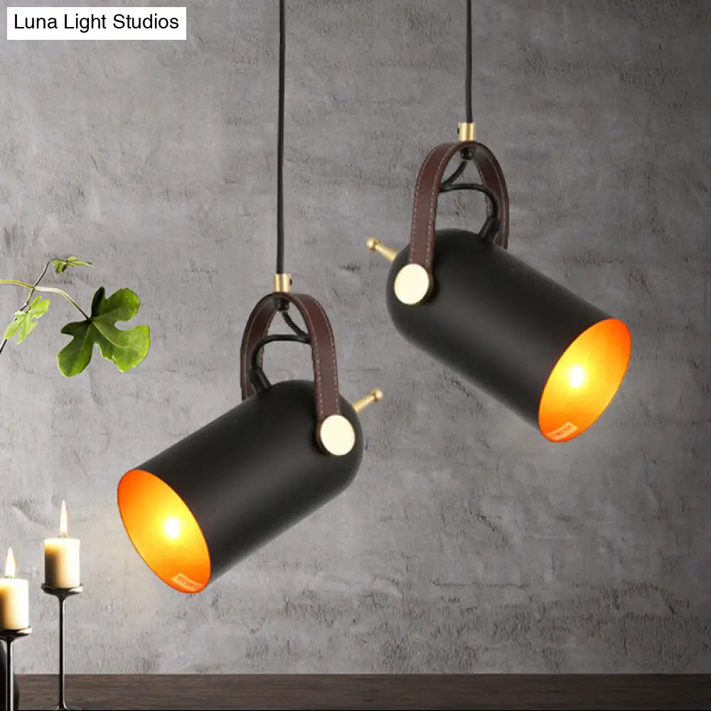 Antiqued 1-Head Suspension Lamp In Black: Half Capsule Iron Hanging Light For Dining Room With