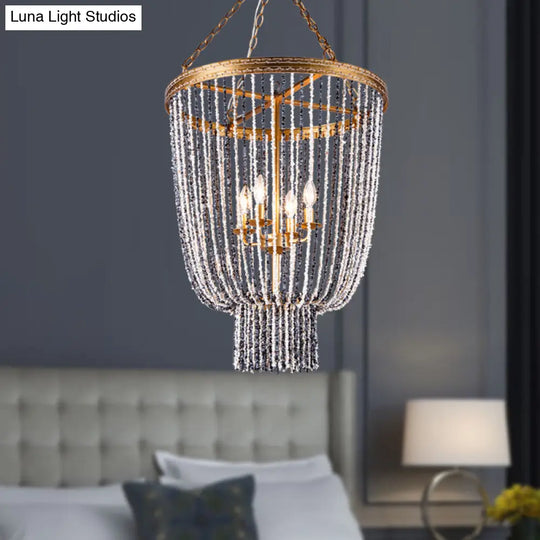 Antiqued Metal 2-Light Brass Flushmount: Basket Dining Room Lighting With Stone Chain