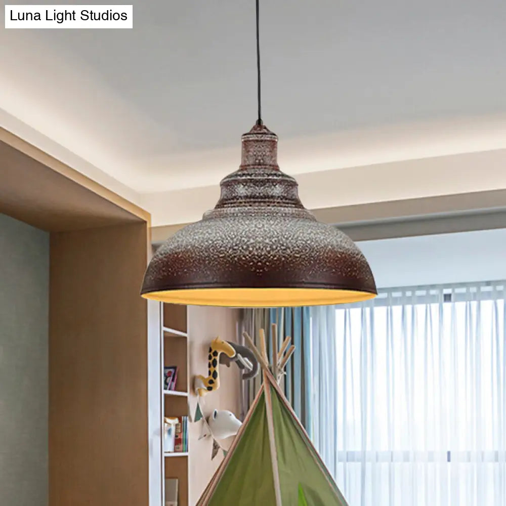 Blue/Rust Metal Barn Pulley Pendant Lamp - 1 Head Ceiling Lighting For Dining Room