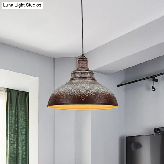 Blue/Rust Metal Barn Pulley Pendant Lamp - 1 Head Ceiling Lighting For Dining Room Rust