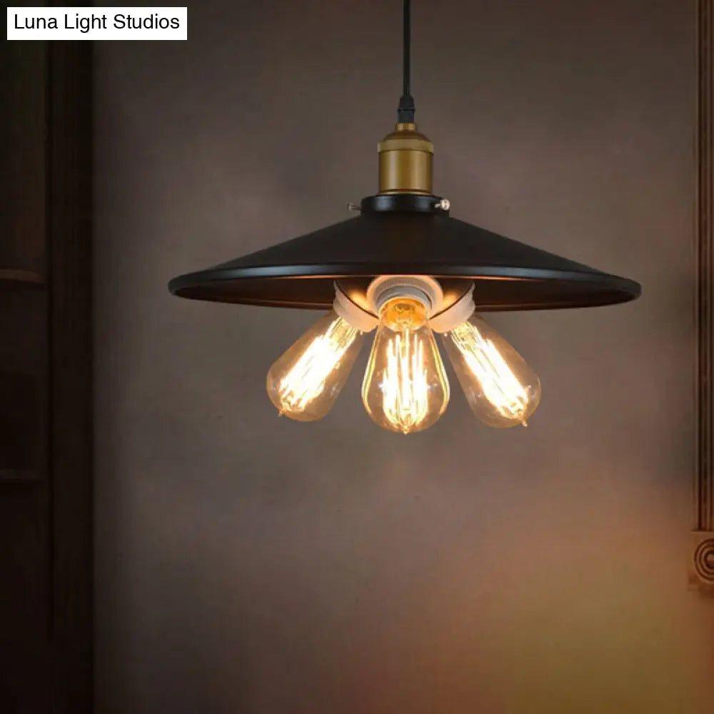 Black Finish 3-Bulb Chandelier - Elegant Hanging Pendant Light For Dining Room