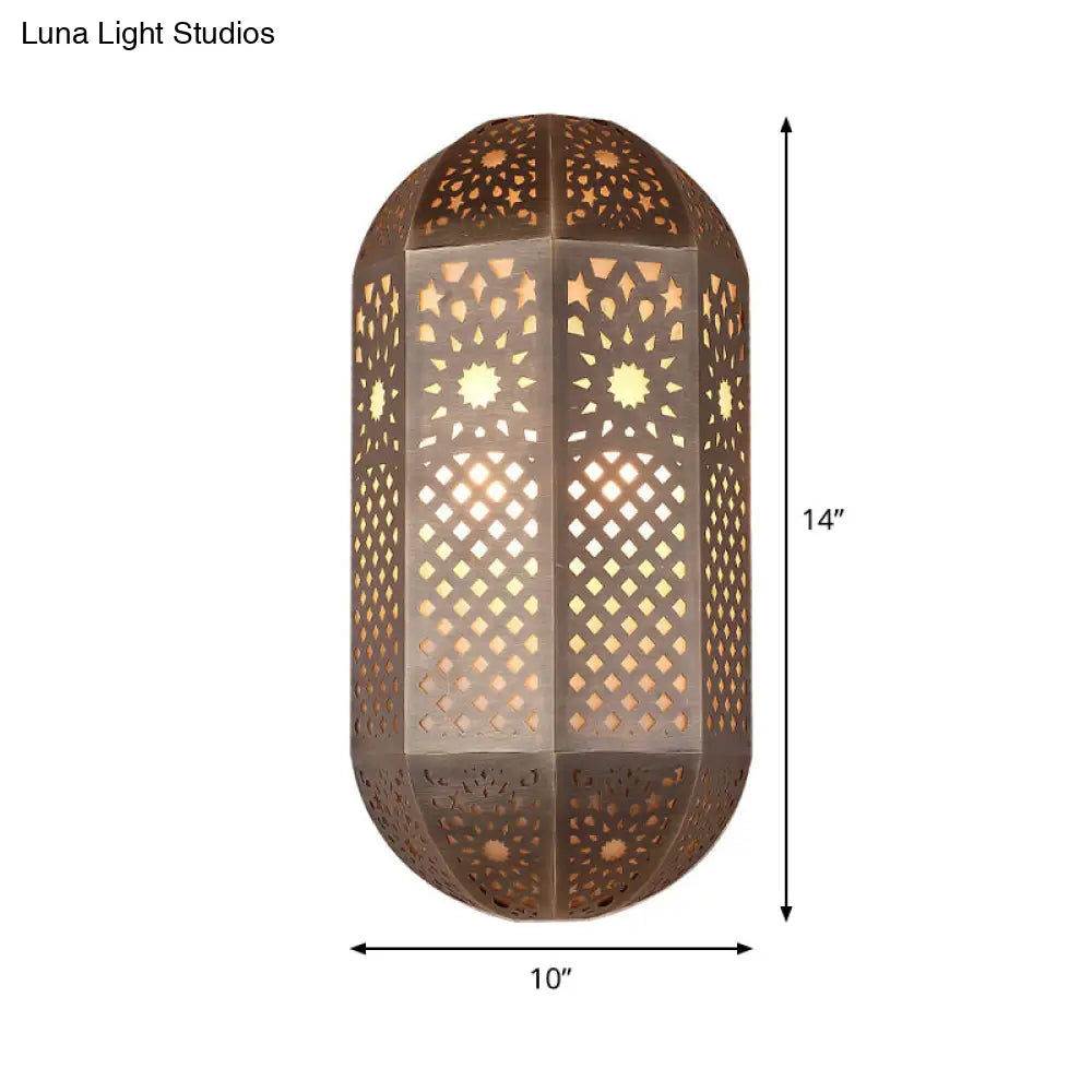 Antiqued Metallic Sconce Lighting - 2 Heads Wall Mounted Lamp In Brass For Hallways