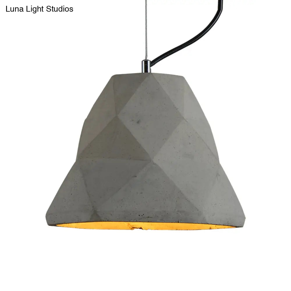 Antiqued Mini Pendant Light With Cement Shade - Grey 7’/10’ W Perfect For Restaurants