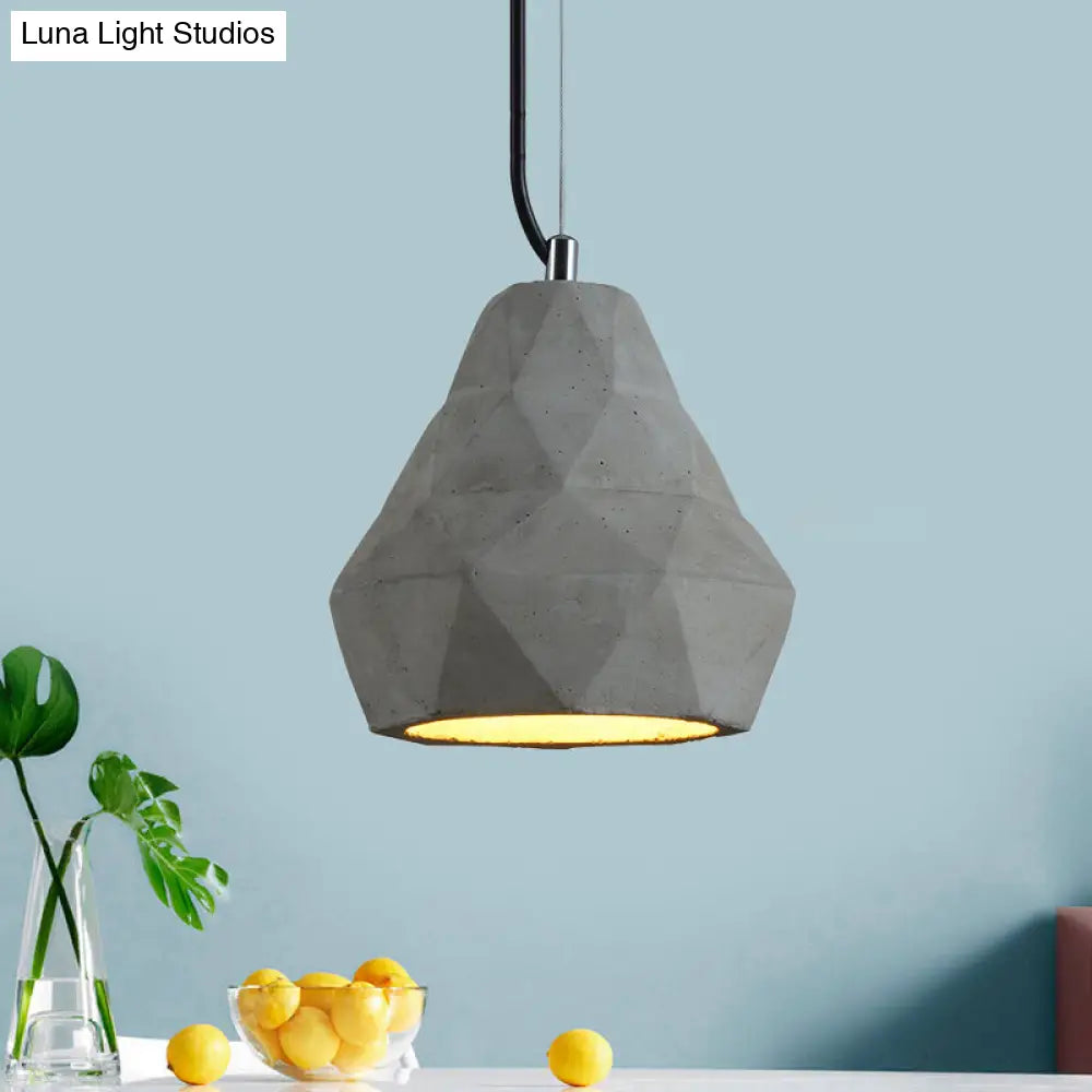 Geometry Cement Grey Pendant Light With 1 For Restaurant Ceiling - 7/10 W / 7