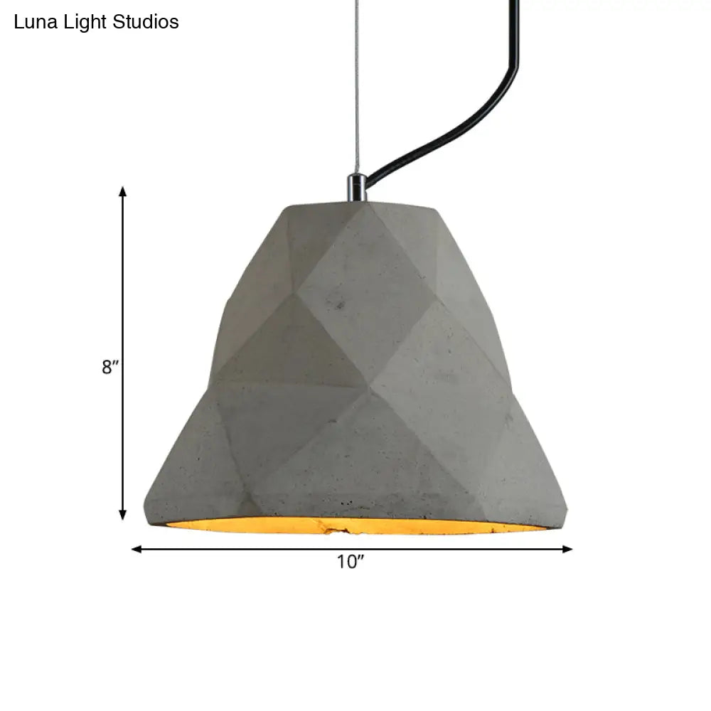 Antiqued Mini Pendant Light With Cement Shade - Grey 7’/10’ W Perfect For Restaurants