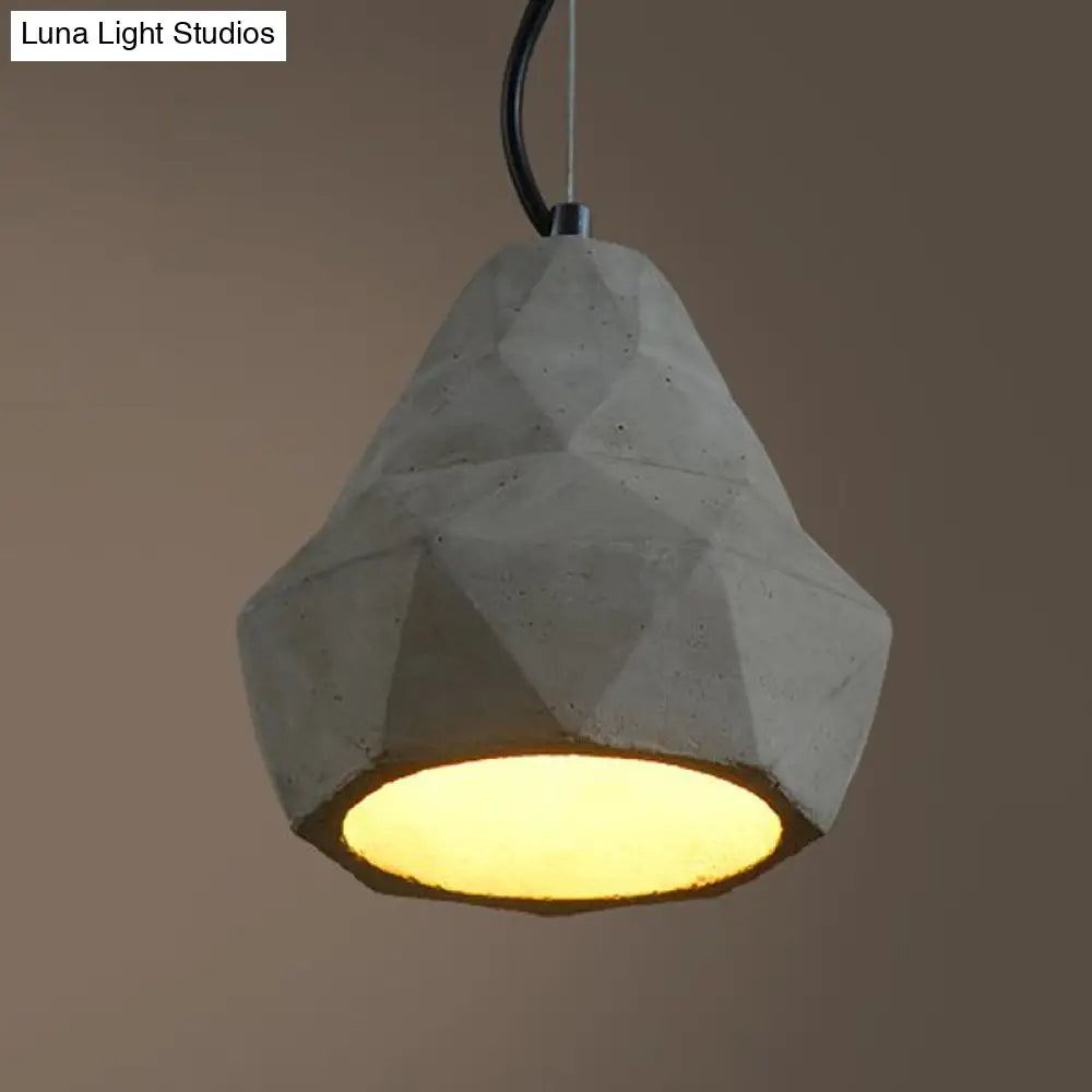 Geometry Cement Grey Pendant Light With 1 For Restaurant Ceiling - 7/10 W