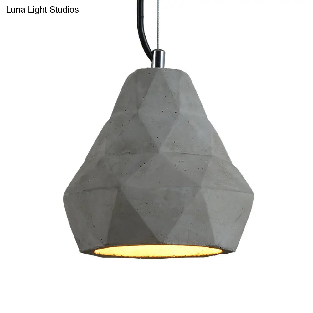 Geometry Cement Grey Pendant Light With 1 For Restaurant Ceiling - 7/10 W