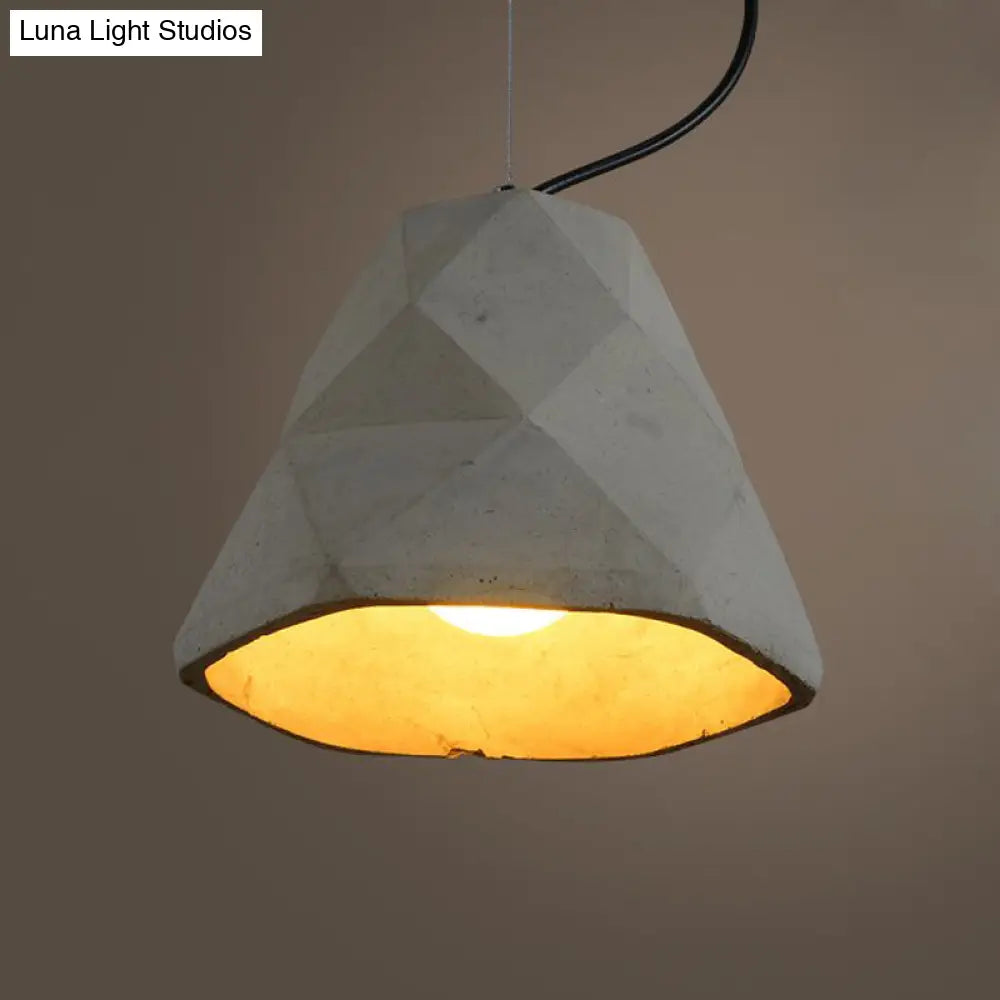 Antiqued Mini Pendant Light With Cement Shade - Grey 7’/10’ W Perfect For Restaurants