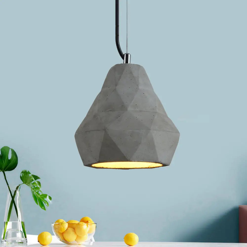 Antiqued Mini Pendant Light With Cement Shade - Grey 7’/10’ W Perfect For Restaurants / 7’