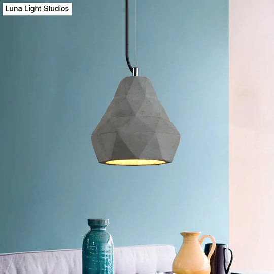 Geometry Cement Grey Pendant Light With 1 For Restaurant Ceiling - 7/10 W