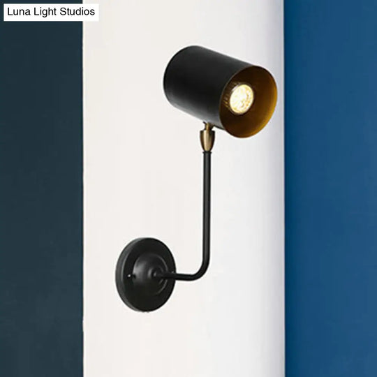 Antiqued Right Angle Arm Sconce - Wall Mounted Light With 1 Bulb 6/10 T Iron Black & Inner Gold