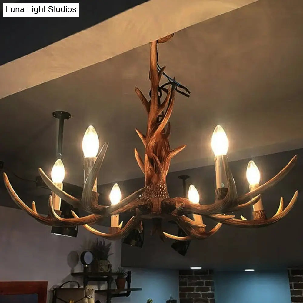 Antler Chandelier: Resin Countryside Living Room Lighting