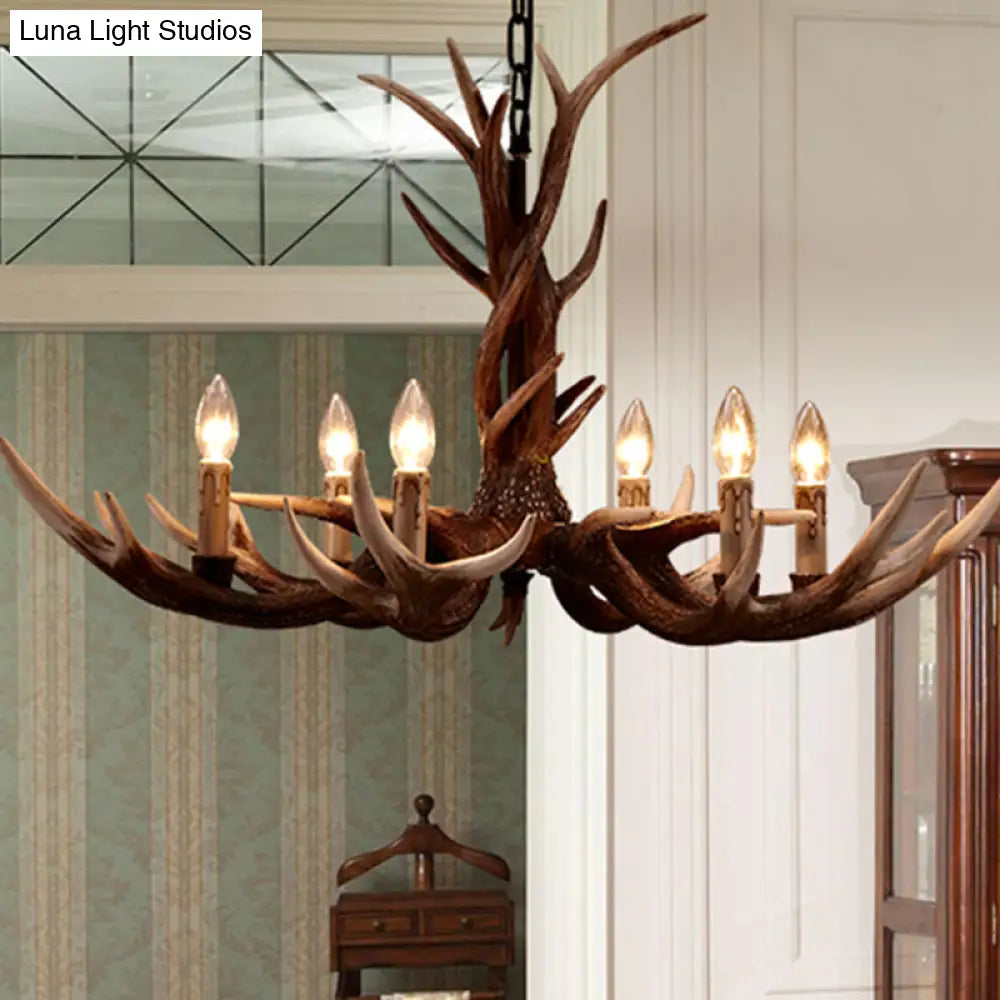 Antler Chandelier: Resin Countryside Living Room Lighting