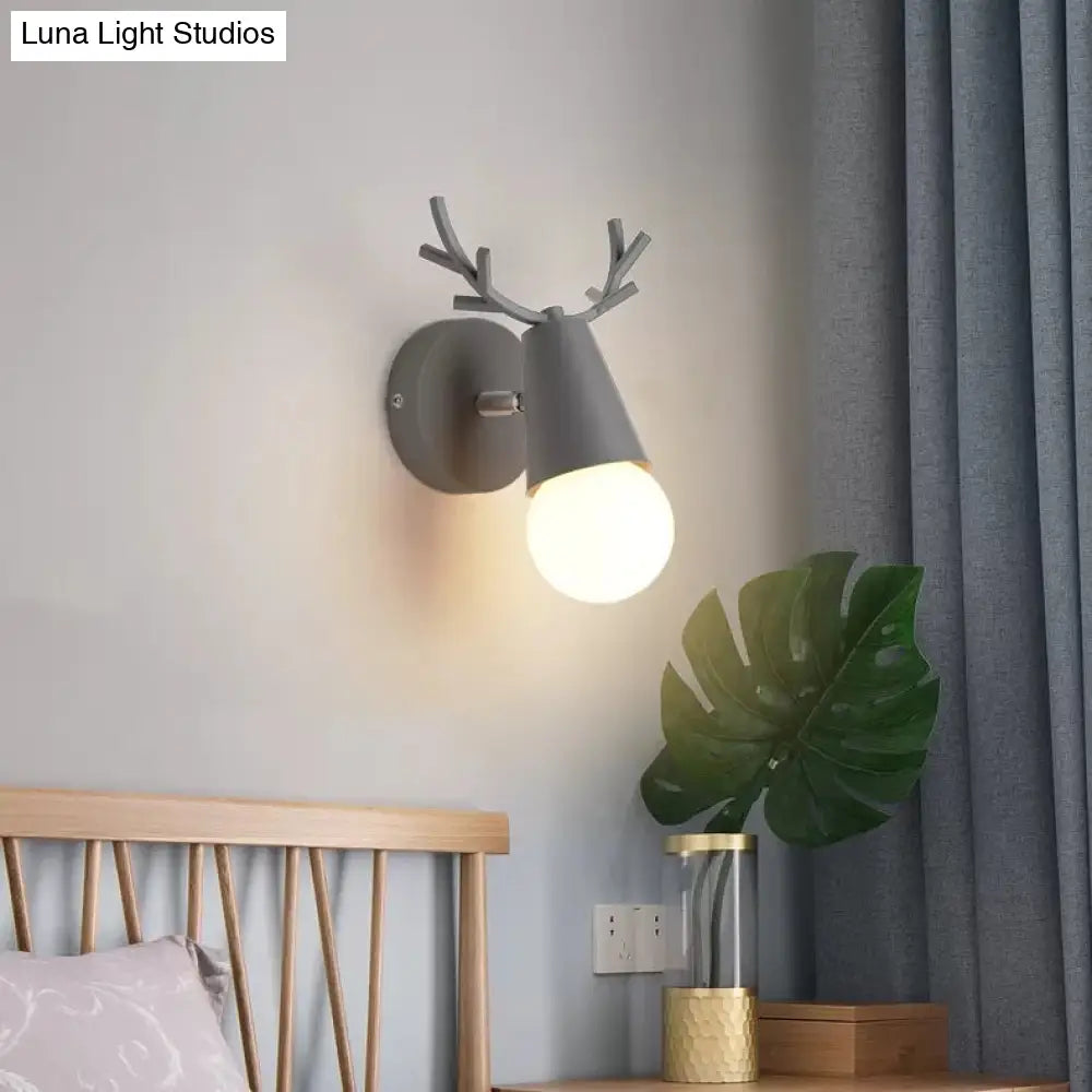 Antler Cone Sconce Light - Nordic Stylish Wall For Bedside With 1 Bulb