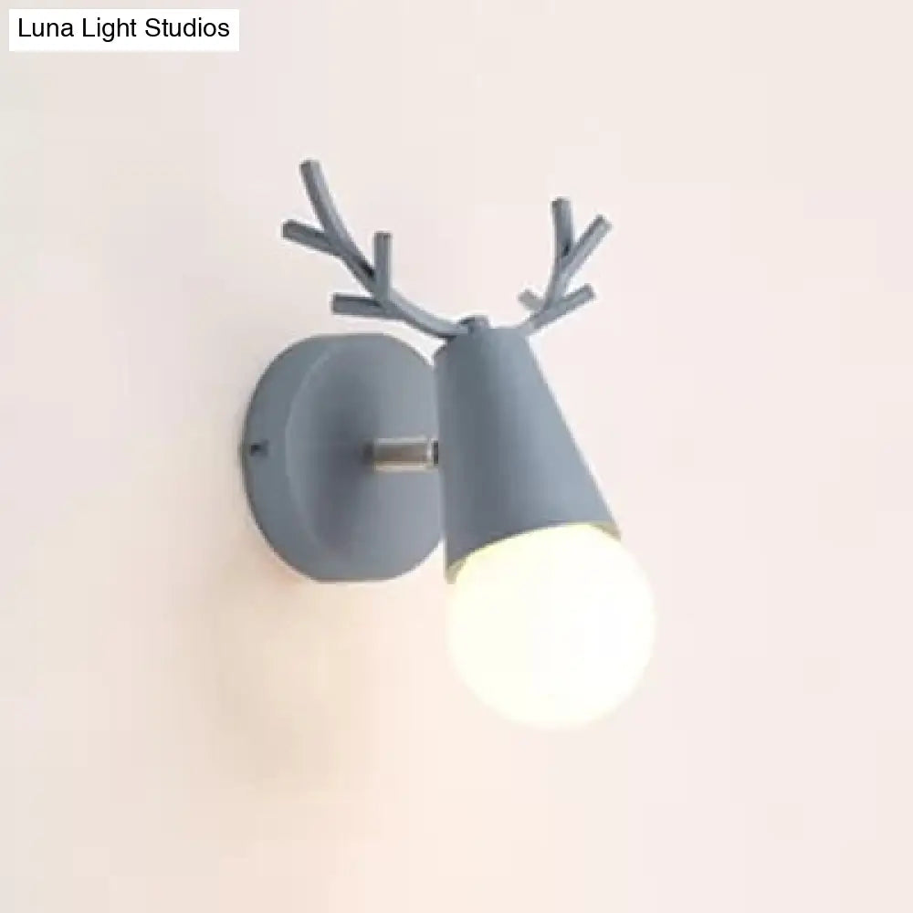 Antler Cone Sconce Light - Nordic Stylish Wall For Bedside With 1 Bulb