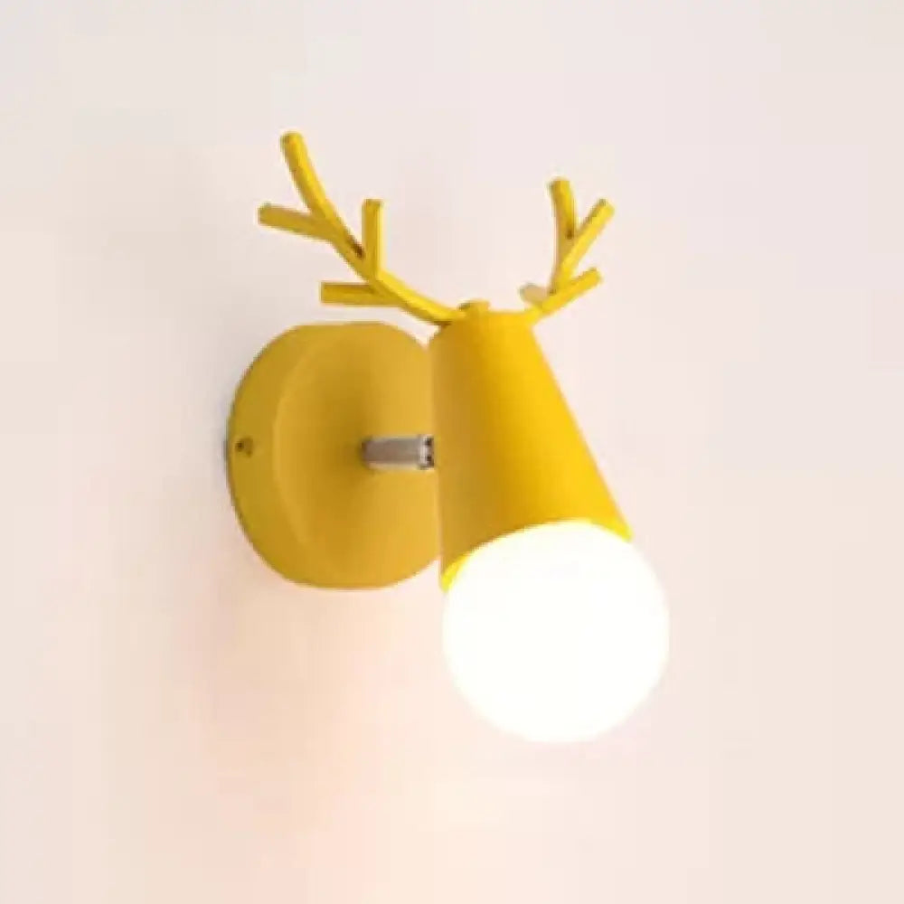 Antler Cone Sconce Light - Nordic Stylish Wall For Bedside With 1 Bulb Yellow