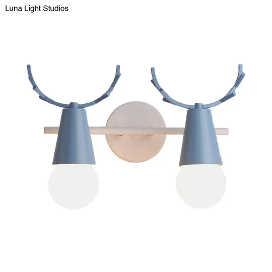 Antler Cone Wall Light: Contemporary Metal Sconce For Study Room