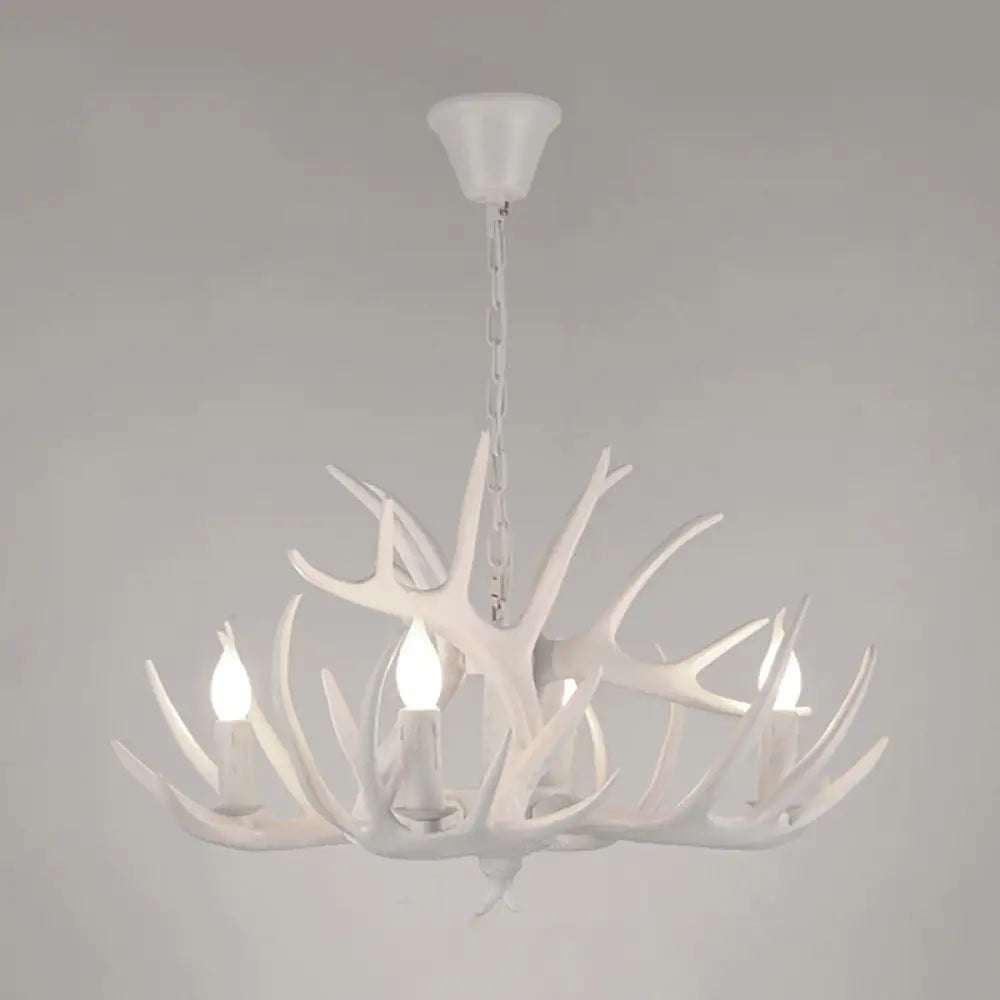 Antler Deco Resin Candle Chandelier: Country Style Suspension Light For Restaurant Ambience 4 /