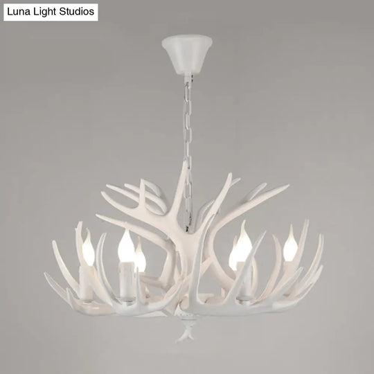 Antler Deco Resin Candle Chandelier: Country Style Suspension Light For Restaurant Ambience