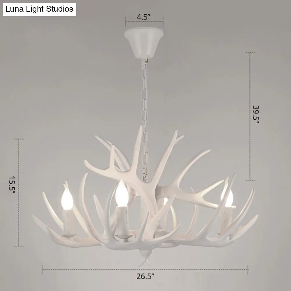 Antler Deco Resin Candle Chandelier: Country Style Suspension Light For Restaurant Ambience