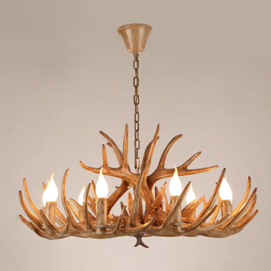 Antler Deco Resin Candle Chandelier: Country Style Suspension Light For Restaurant Ambience 9 /