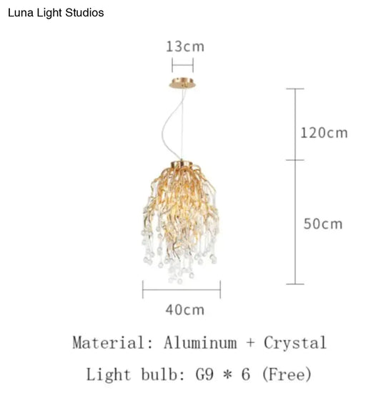 Anya - Led Crystal Chandeliers Round Shape-40Cm / Gold Body Warm White Chandelier