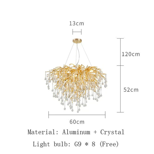 Anya - Led Crystal Chandeliers Round-60Cm / Gold Body Warm White Chandelier