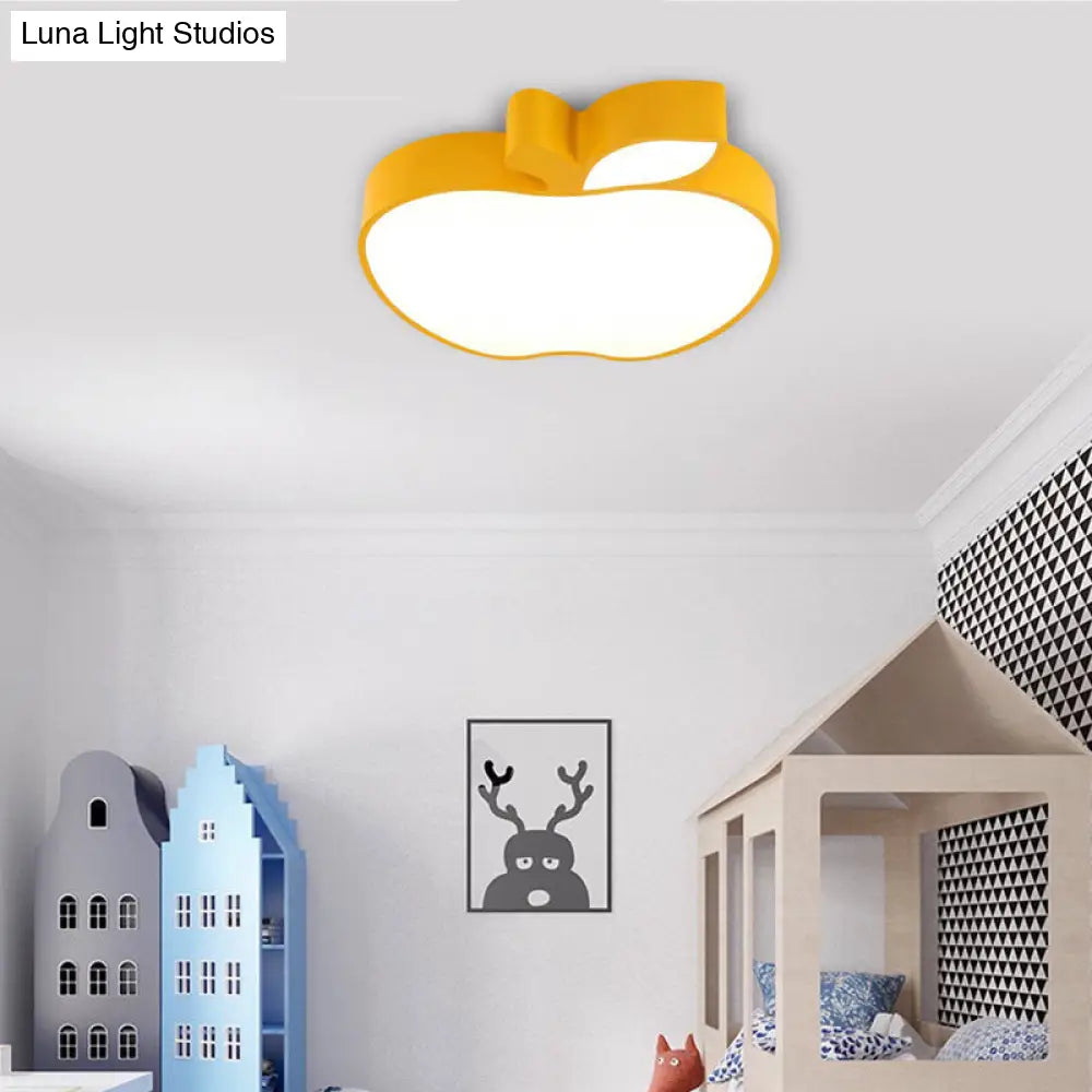 Apple Shape Led Flush Mount Ceiling Light For Childrens Bedroom - Modern Style