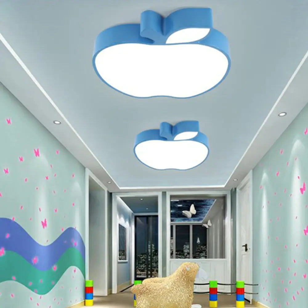 Apple Shape Led Flush Mount Ceiling Light For Children’s Bedroom - Modern Style Blue / 18’ White