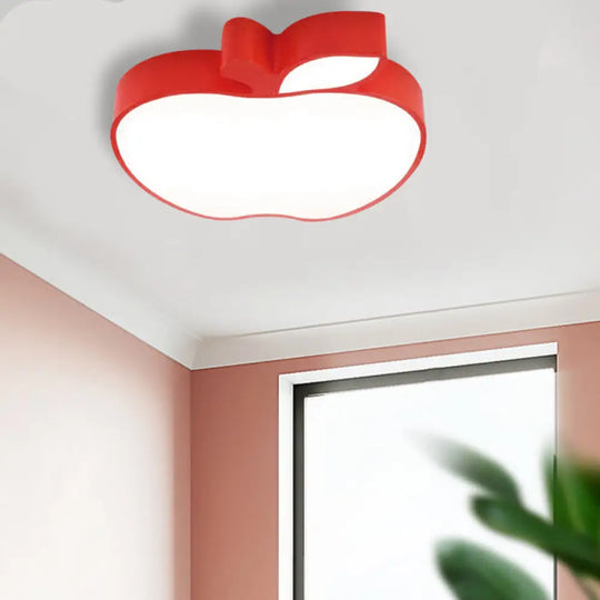 Apple Shape Led Flush Mount Ceiling Light For Children’s Bedroom - Modern Style Red / 18’ White