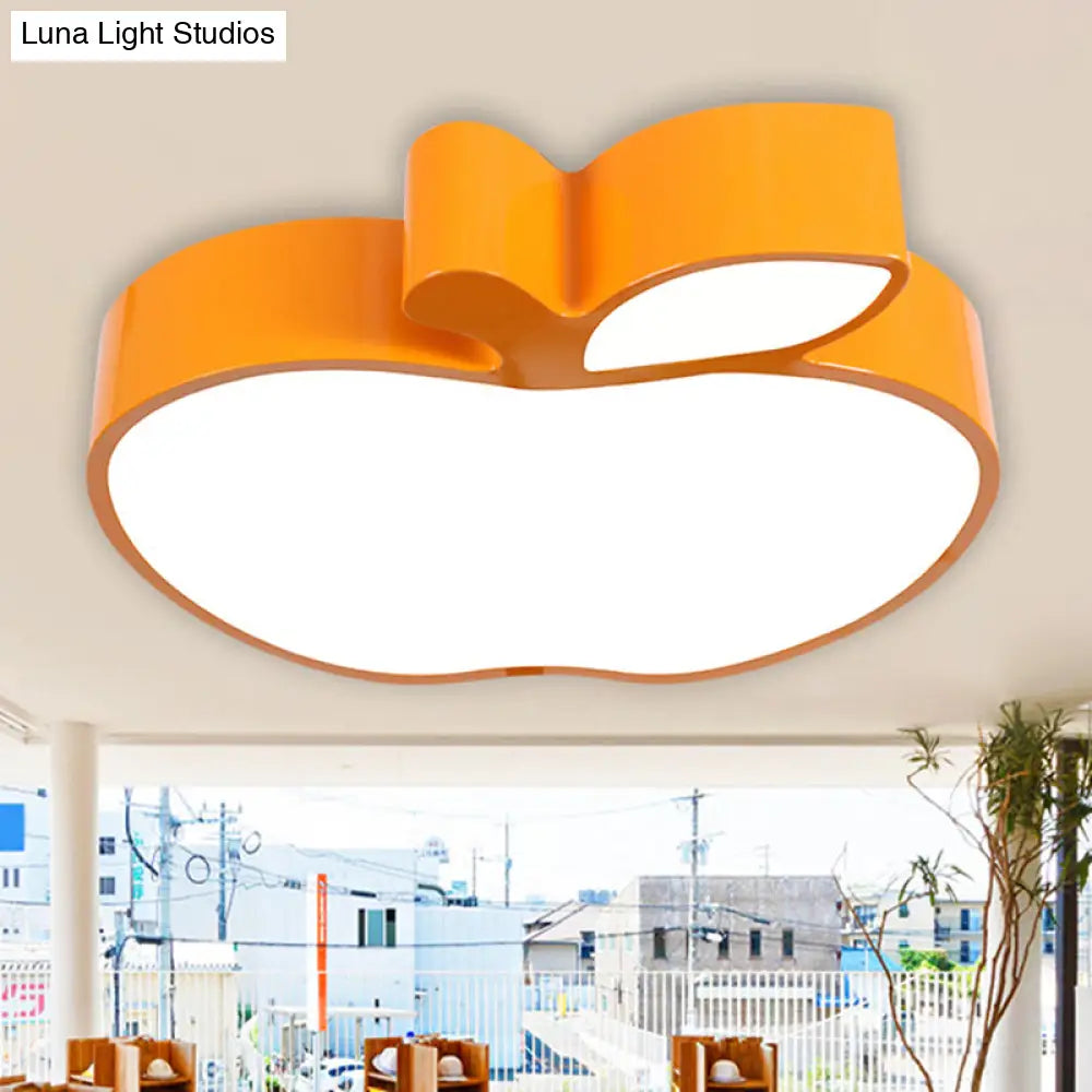 Apple Shaped Acrylic Flush Ceiling Light: Cartoon Led Fixture For Nursery Yellow / White