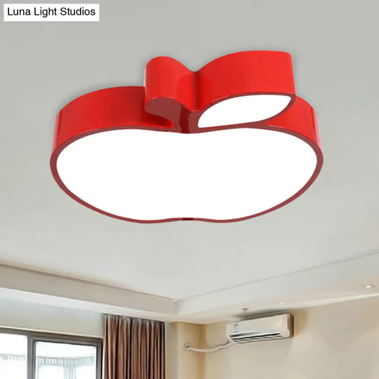 Apple Shaped Acrylic Flush Ceiling Light: Cartoon Led Fixture For Nursery Red / White