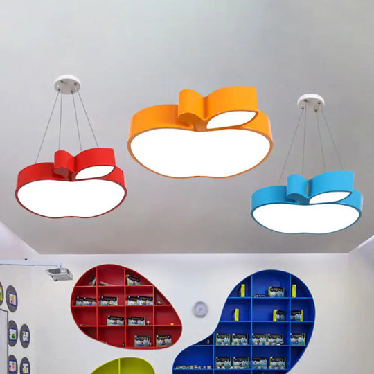 Apple Shaped Acrylic Flush Ceiling Light: Cartoon Led Fixture For Nursery Blue / Warm